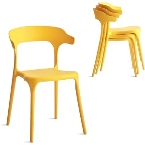 Modern Stackable Dining Chair Set, No Assembly, Plastic Chair, Patio Chair, Suitable for Indoor and Outdoor Cafes and Restaurant