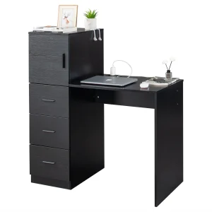 Manicure Nail Table Station Salon Nail Desk Cabinet w/3 Drawer &Charging Station