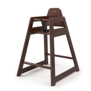 Foundations Neat Seat Wood Highchair for Restaurants, Easy to Clean, “No-tip” Feet, 3-point Safety Harness, (Antique Cherry)