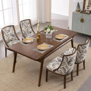 Modern Farmhouse Dining Chairs Set of 4 Upholstered Dining Room Chairs with Curved High Back for Kitchen Restaurant Cafe