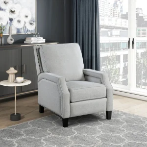 Push Back Reclining Chair Transitional Style Gray Chenille Upholstery 1pc Cushion Seat Modern Living Room Furniture