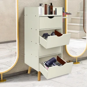 4 -Layer Salon Storage Cabinet,Beauty Barber Salon Styling Station Organizer Equipment,Hair Stylist Station Set White