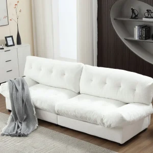 [New] Cloud Style Sofa, Teddy Velvet Fabric, Comfy Padded Cloud Couch for Living Room, Apartment Lounge Chair Home Furniture