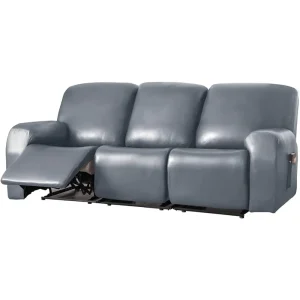 Recliner Sofa Cover 2/3 Seater Waterproof Leather PU Sofa Cover Slipcover with Side Pocket Massage Armchair Cover Furniture Prot